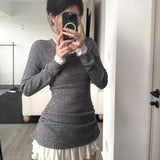 Get trendy with [Customizable] Long sleeves version - High school sweetheart 2 in 1 cotton mini dress -  available at Peiliee Shop. Grab yours for $49 today!