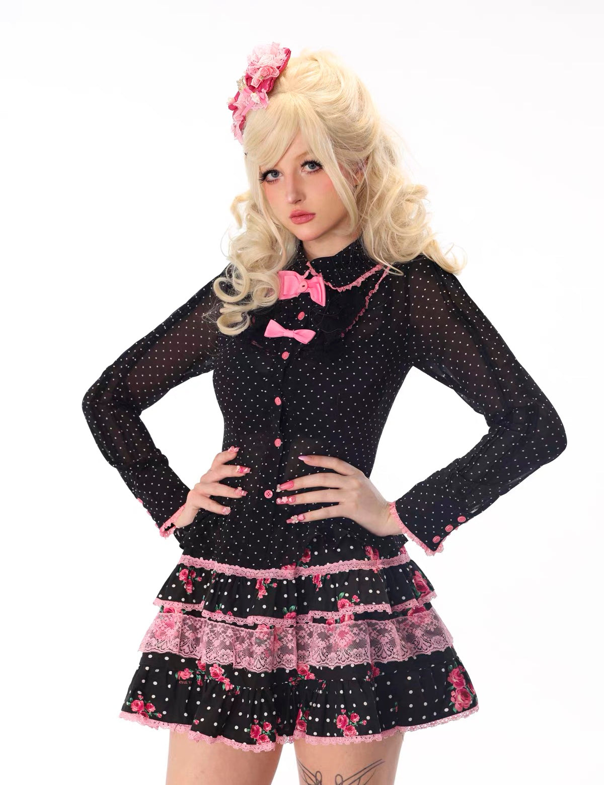 Evil Tooth Paris Girl Rose Hime Gyaru 100% Cotton Mini Skirt
