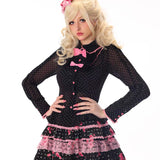 Evil Tooth Paris Girl Polka Dot Bow Blouse