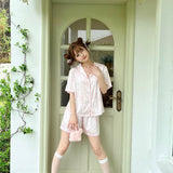 Patchwork Teddy Coquette Satin Pajama Set