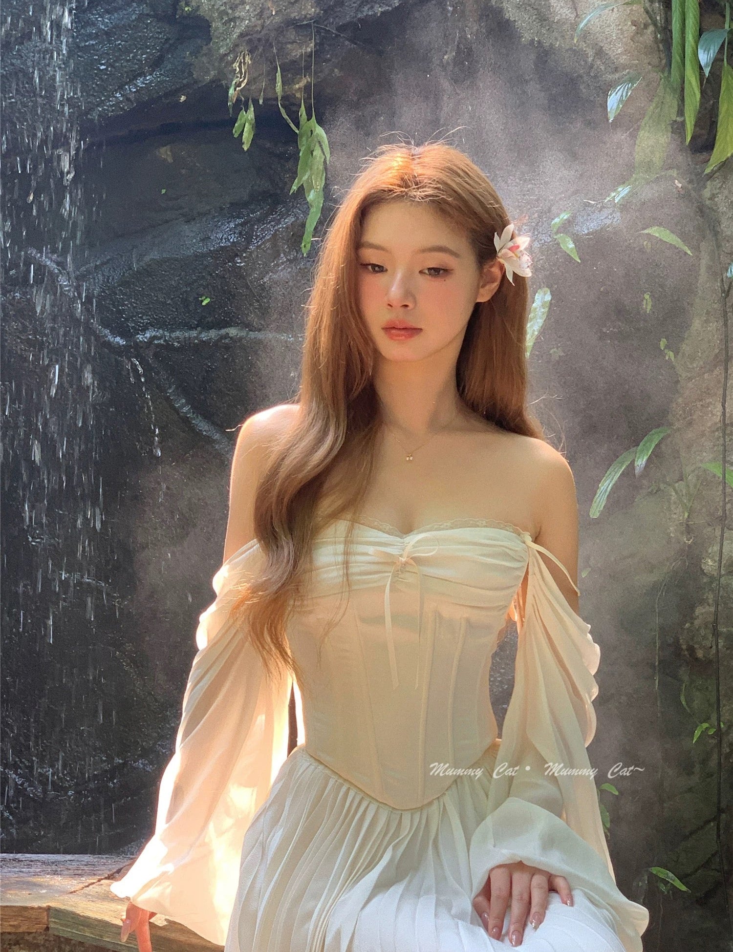 Get trendy with [Mummy cat] Cottage Fairy corset top with sleeves holiday or bridal wear - Shirts & Tops available at Peiliee Shop. Grab yours for $55 today!