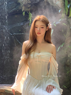 Get trendy with [Mummy cat] Cottage Fairy corset top with sleeves holiday or bridal wear - Shirts & Tops available at Peiliee Shop. Grab yours for $55 today!