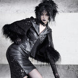 [Blood Supply] Shadow Stalker Gothic PU Leather A-line Skirt