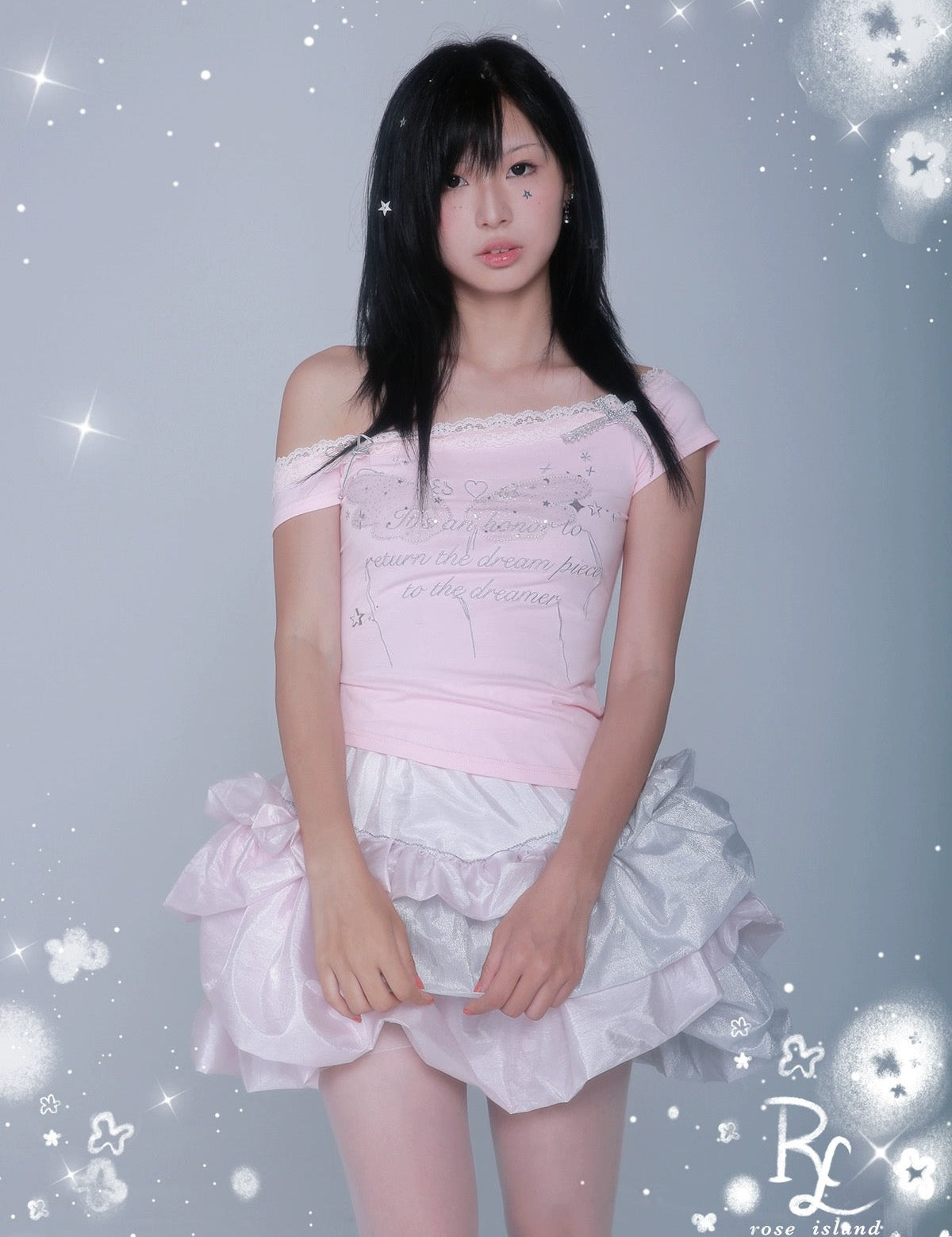 Get trendy with Starry Twinkle Poem Crop Top - Crop Top available at Peiliee Shop. Grab yours for $35 today!