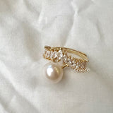 Get trendy with Love Me Like You Do Crystal 9-10mm Freshwater Pearl Ring -  available at Peiliee Shop. Grab yours for $19.90 today!