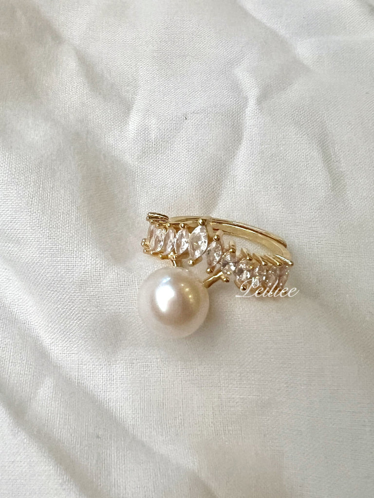 Love Me Like You Do Crystal 9-10mm Freshwater Pearl Ring - Premium  from Peiliee Pearl Studio - Just $19.90! Shop now at Peiliee Shop