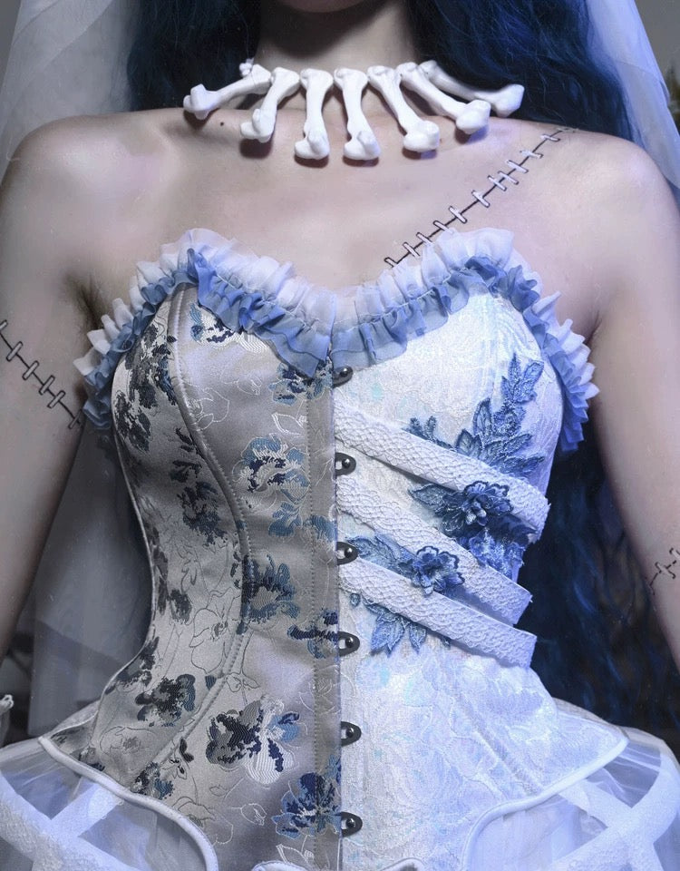 Get trendy with [Blood Supply] Corpse Bride 2024 Halloween Costume Gothic Corset Top with petticoats - Crop Top available at Peiliee Shop. Grab yours for $49.90 today!