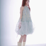 Get trendy with [Rose Island] Blue Sea Fairytale Mini Dress - Dress available at Peiliee Shop. Grab yours for $62 today!