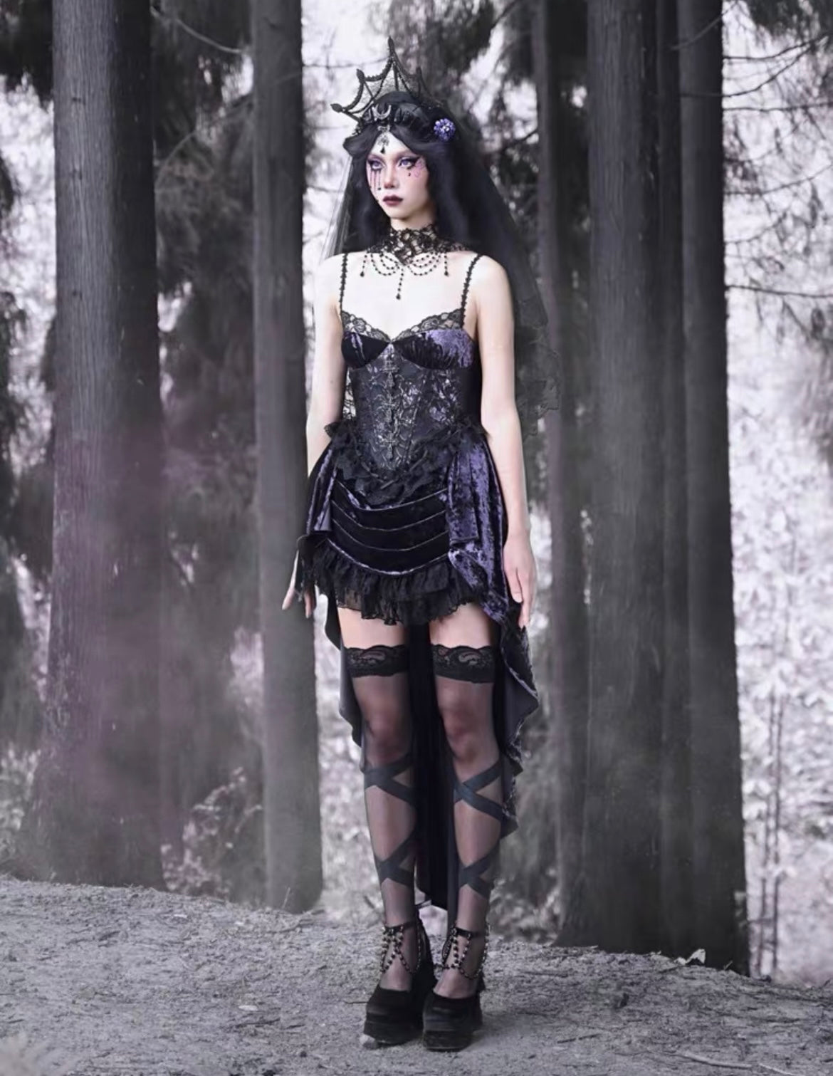 Get trendy with [Blood Supply]Moon Goddess Gothic Velvet Halloween Dress - Clothing available at Peiliee Shop. Grab yours for $55 today!