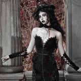 [Blood Supply] Scarlet Romance Gothic Velvet Mermaid Maxi Dress Gown