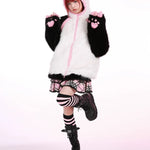 Get trendy with Evil Tooth Kawaii Panda Look Faux Fur Hoodie Coat -  available at Peiliee Shop. Grab yours for $78 today!