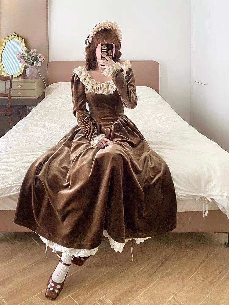 [leoniegirl] Vintage Queen Velvet Long Dress - Premium Dress from leoniegirl - Just $50! Shop now at Peiliee Shop