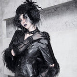 [Blood Supply] Shadow Stalker Gothic Faux Fur Cape Coat PU Leather