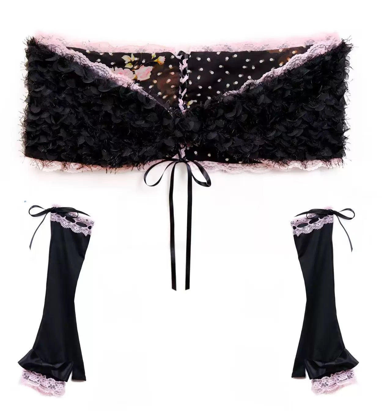 Evil Tooth Rosé Hime Gal off-shoulder shawl and Gloves Set