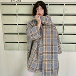 Get trendy with [UNOSA] British Girl Oversized Scarf Collar Plaid Coat - Coats & Jackets available at Peiliee Shop. Grab yours for $145 today!