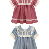 August Unicorn Gingham Babydoll Long Top Shirt