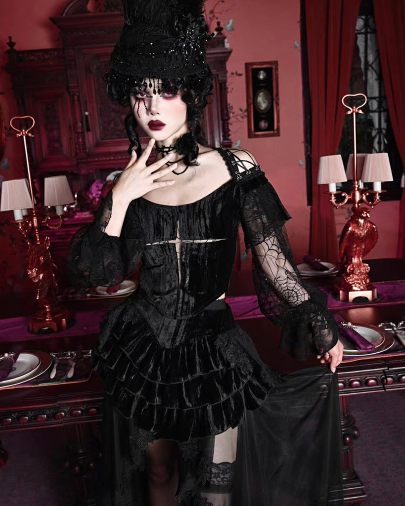 Get trendy with [Blood Supply] Halloween Lantern Lace Top - Clothing available at Peiliee Shop. Grab yours for $42 today!
