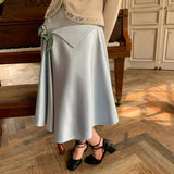UNOSA Ice Blue Satin A-Line Skirt