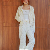 Sleepy Fairy Floral Deer Hoodie And Flare Pants Set