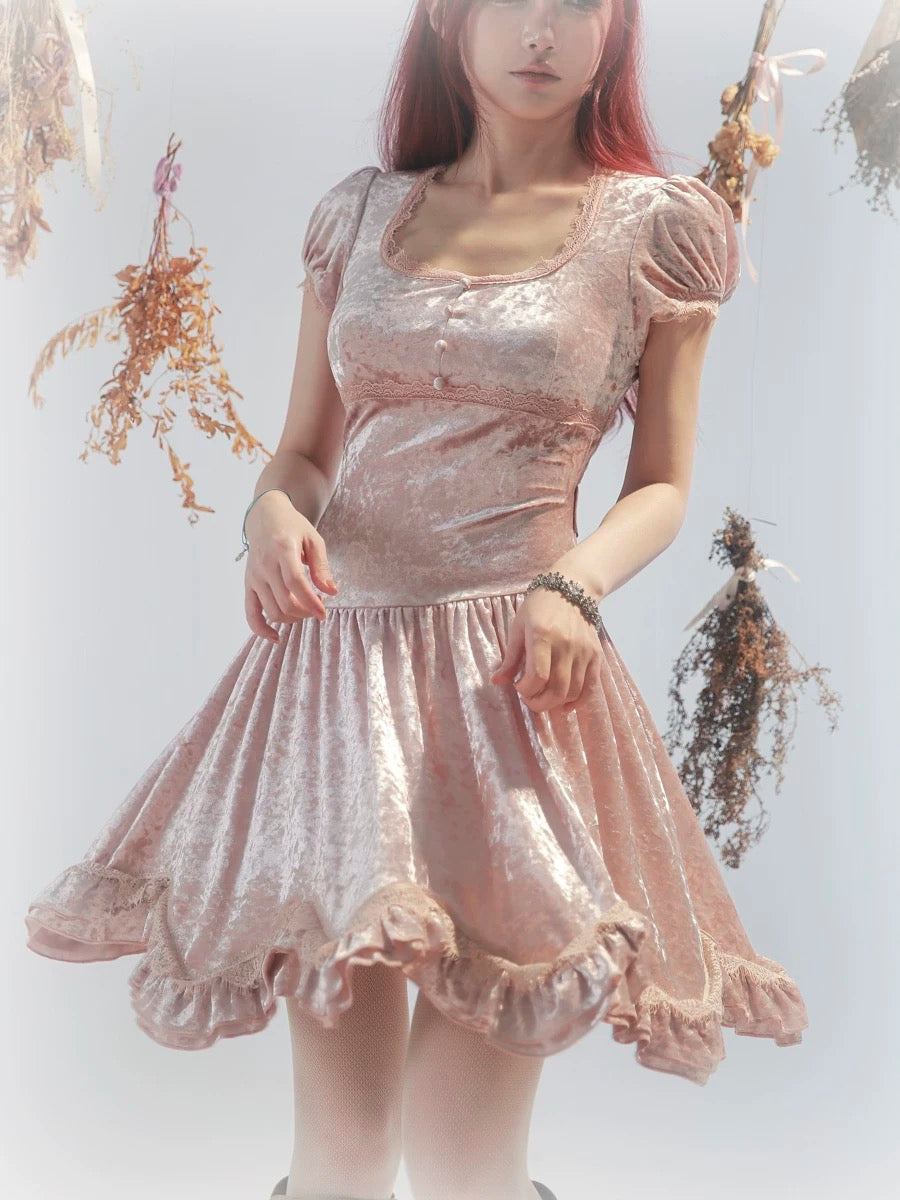 Get trendy with [Rose Island] Soft Pink Fairy Spirit Velvet Princess Dress -  available at Peiliee Shop. Grab yours for $54 today!