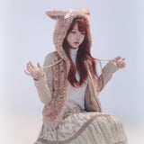 Get trendy with [Rose Island] Fairy Spirit Deer In Flower Field Faux Fur Hoodie with Zipper -  available at Peiliee Shop. Grab yours for $69 today!