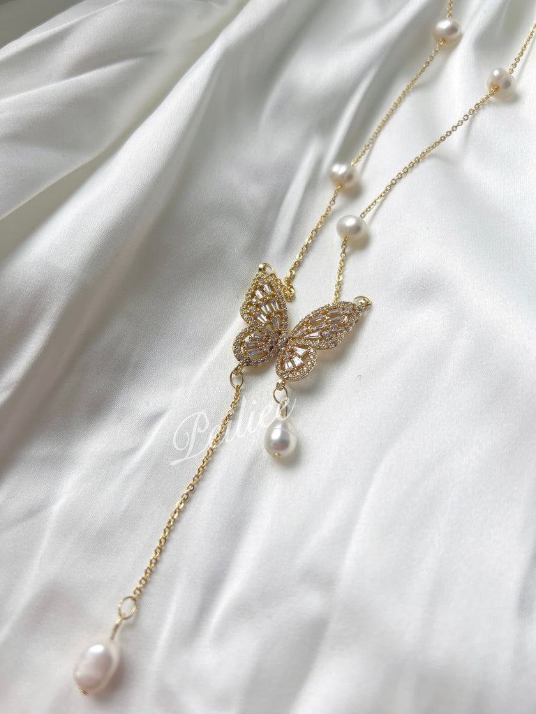Get trendy with Butterfly dreams lucky charm freshwater pearl necklace -  available at Peiliee Shop. Grab yours for $19.90 today!