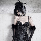 [Blood Supply] Shadow Stalker Gothic Bodycon Cami Dress with Mermaid Hem