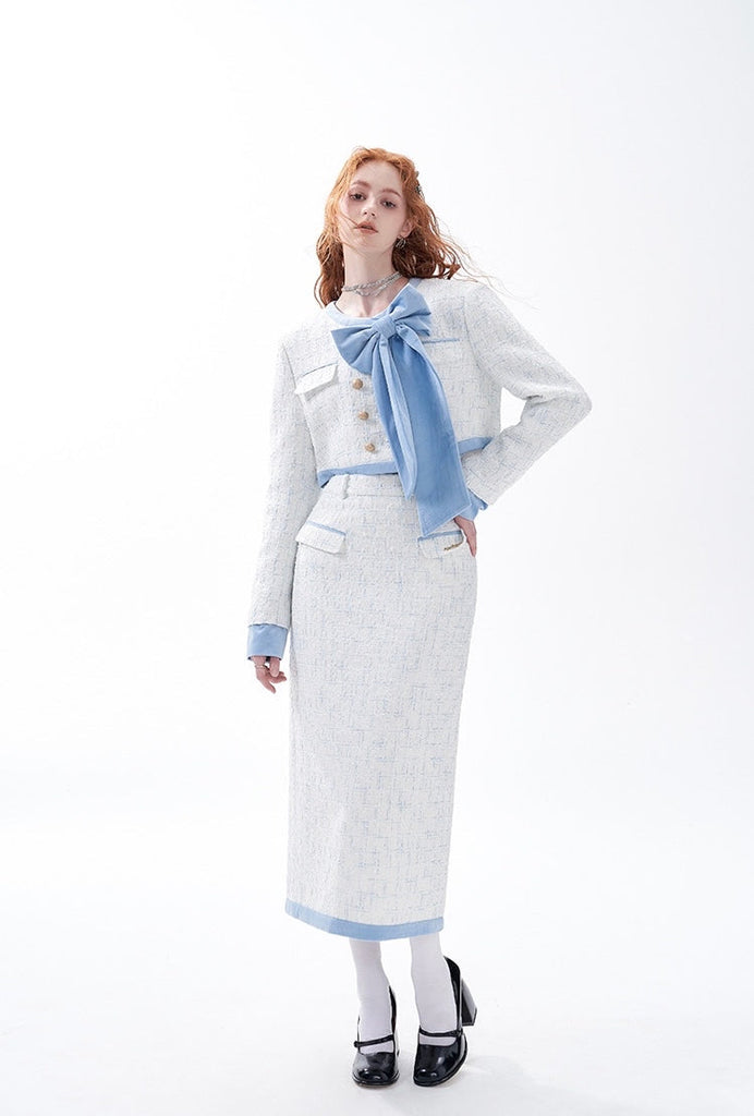 [Underpress] Chanel-Inspired Tweed Top and Skirt Set - Premium  from Underpress - Just $103.50! Shop now at Peiliee Shop