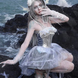[Blood Supply] Silver Song Of Siren - Jellyfish Corset Mini Dress