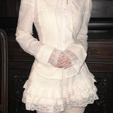 KittenClaw Morning Light Beige Gothic Lace Cross 100% Cotton Top and skirt set