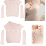 Get trendy with [Rose Island] Fairy Spirit Soft Coquette Dream In Pink Sweater With Arm warmer -  available at Peiliee Shop. Grab yours for $45 today!