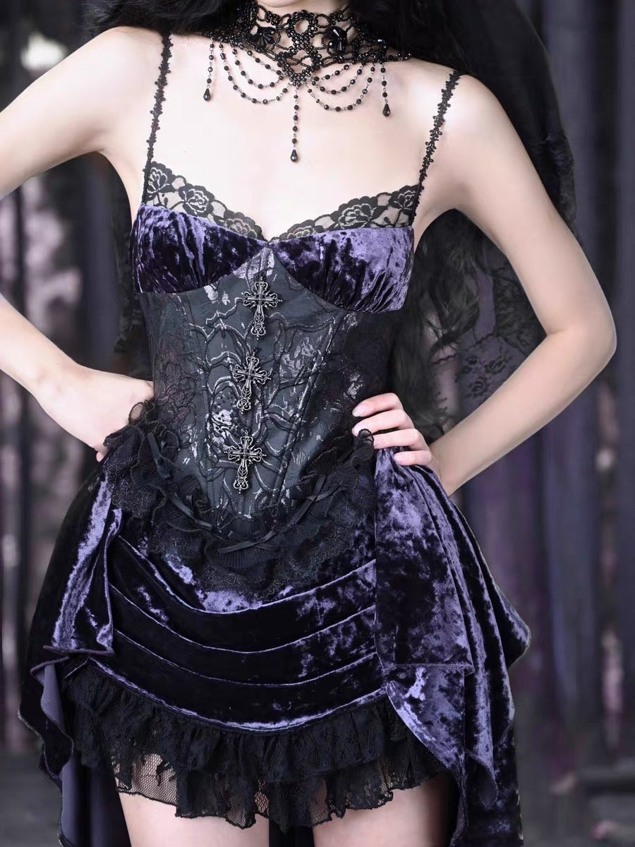 blood moon laced witch dress Dare Fashion Adult Gothic Witch Costume Renaissance Corset Dress Plum Purple L