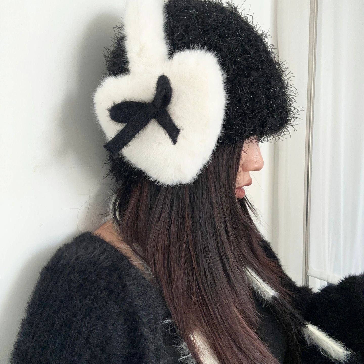 Get trendy with Dolly heart faux fur ribbon ear muffs ear warmer -  available at Peiliee Shop. Grab yours for $13.80 today!