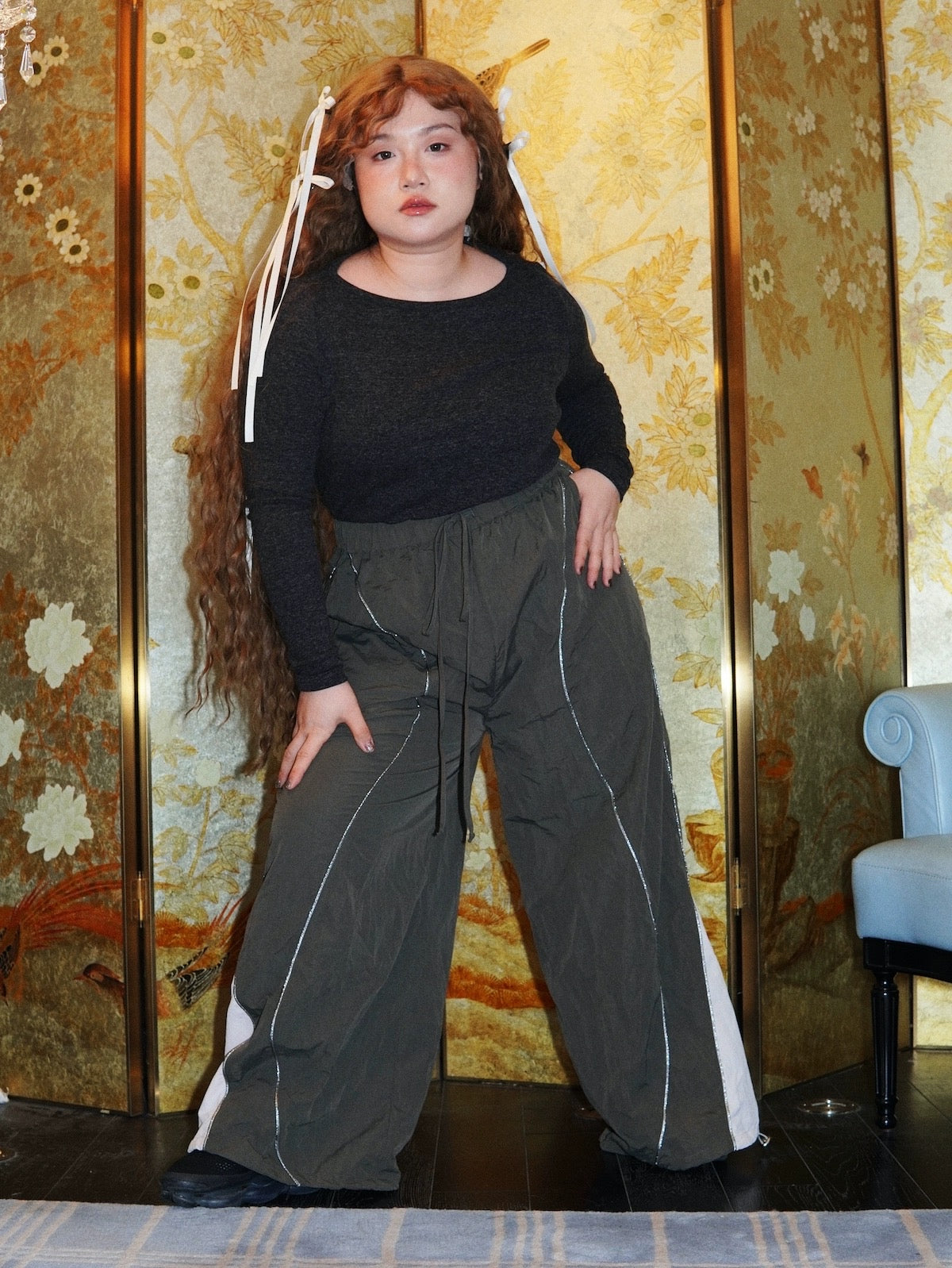 Get trendy with [Curve Beauty] Reflective Leisure Sports Pants -  available at Peiliee Shop. Grab yours for $47 today!