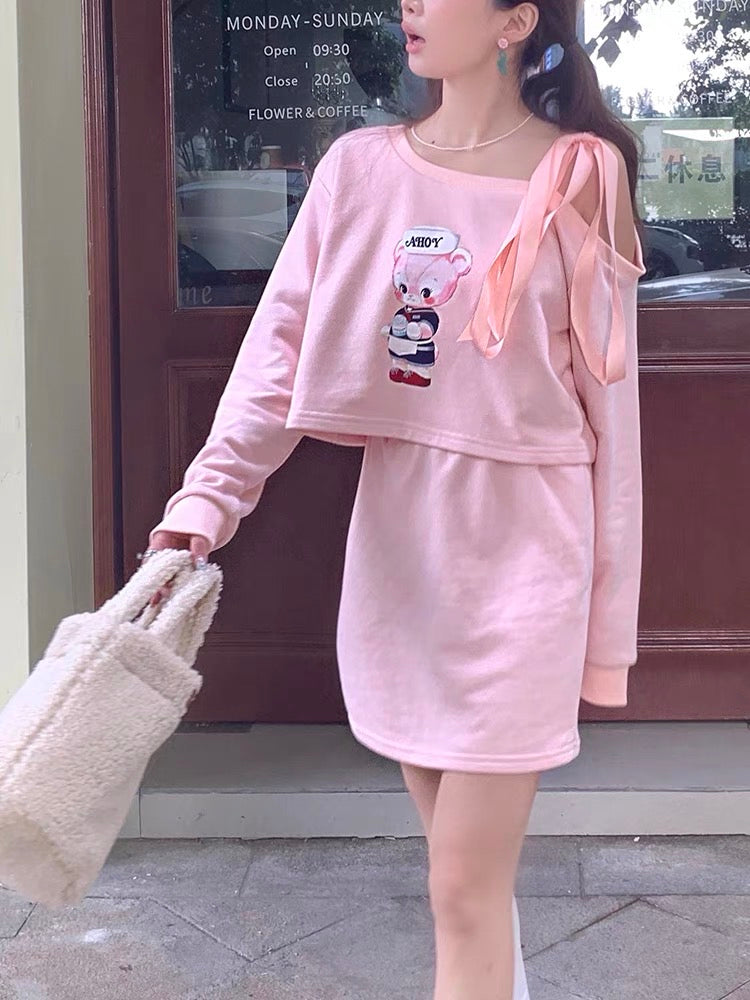 [leoniegirl]Pink Petite Crop Sweatshirt - Premium Dress from leoniegirl - Just $32! Shop now at Peiliee Shop