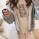 Get trendy with Rose Kitty Cotton T-shirt Top - Sweater available at Peiliee Shop. Grab yours for $16 today!