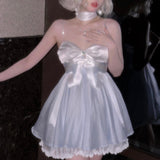 Get trendy with Moonlight Goddess Ribbon Mini Dress -  available at Peiliee Shop. Grab yours for $45 today!