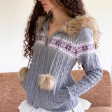 MineBeThyVers Winter Tale Fair Isle Faux Fur Sweater Hoodie