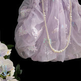 [Lactose Studio] Butterfly Garden sequin embroidery shoulder bag with glass pearl chain