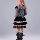 Evil Tooth Idol Circus Velvet Music Notes Mini Skirt