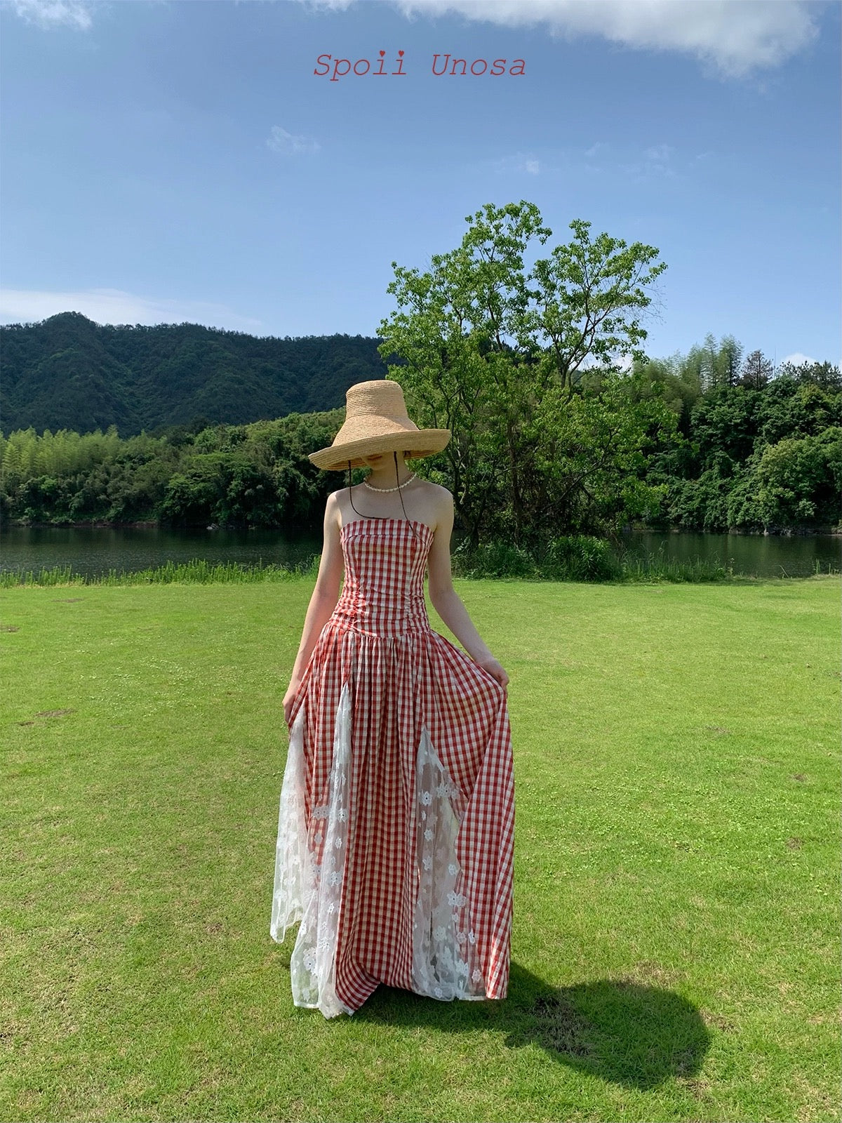 Get trendy with [SPOII UNOSA] Garden Dress Gingham Midi Dress Gown -  available at Peiliee Shop. Grab yours for $72 today!