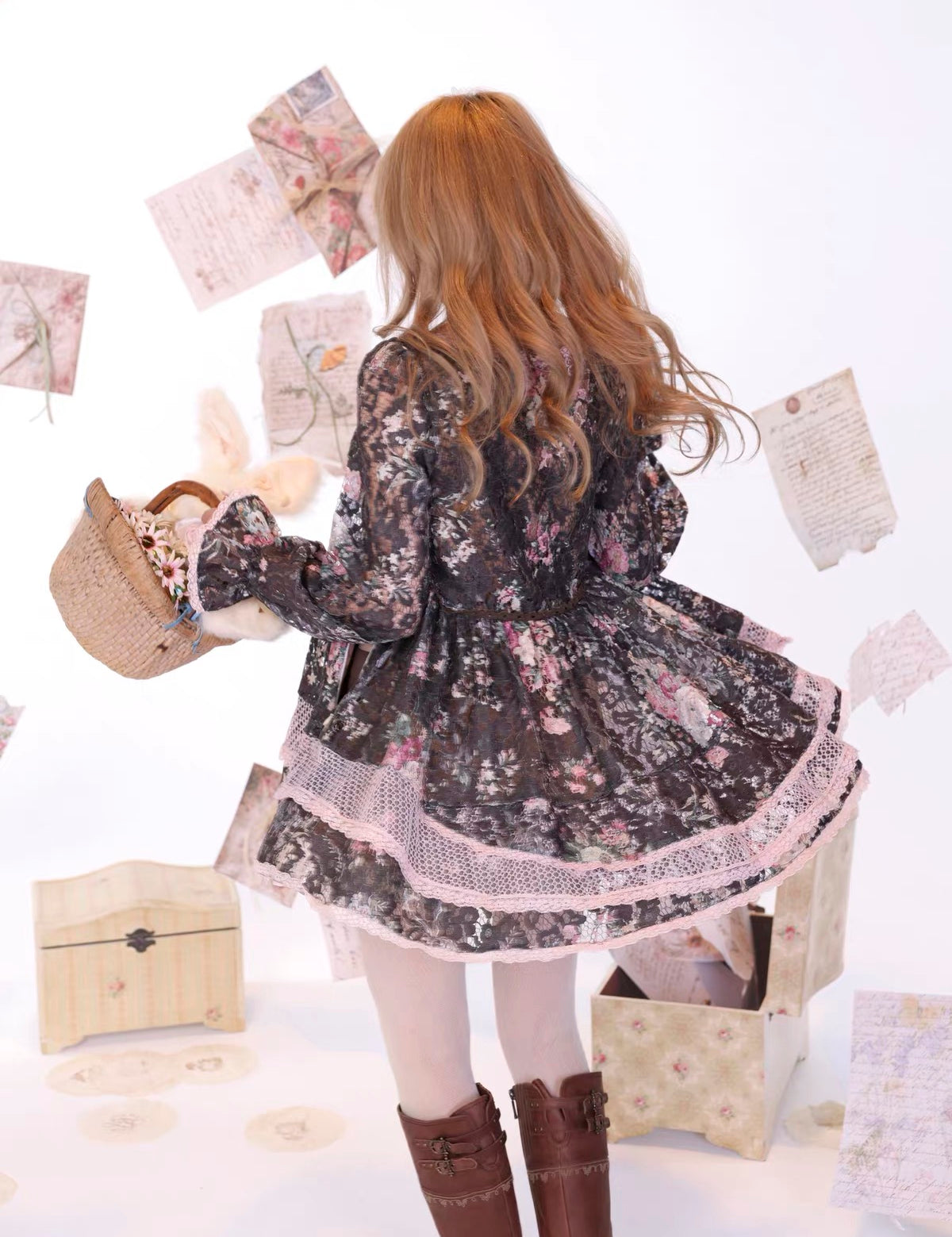 Rose Island Rose Letter Autumn Flower House Floral Mini Dress