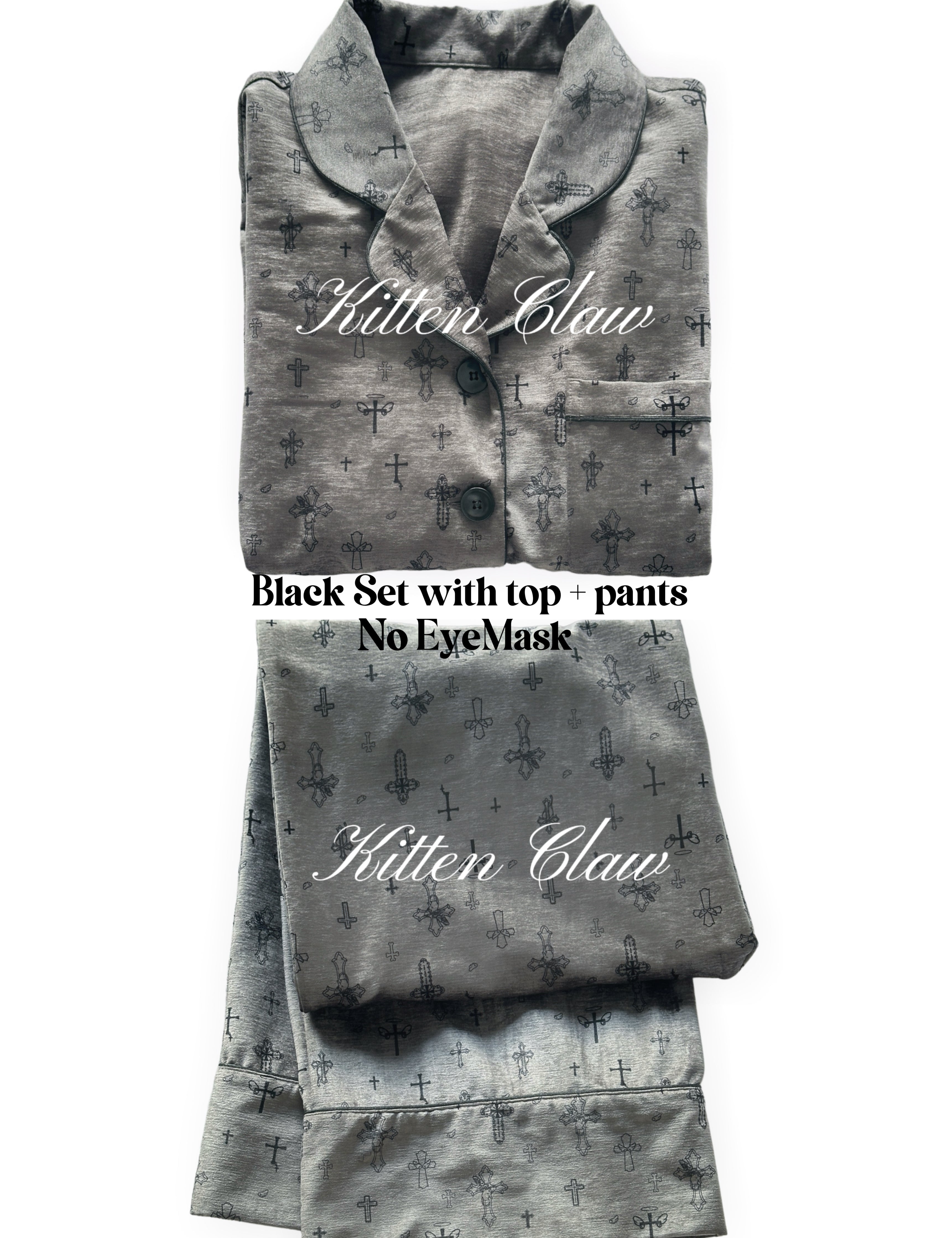 KittenClaw Dark Grey Dream Cross Pajamas Set