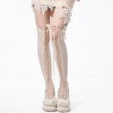 [Blood Supply] Venus Lace-up Sheer Over Knee stockings