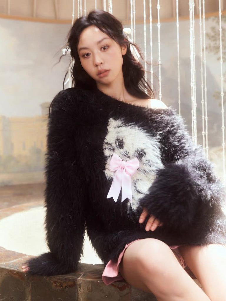 Get trendy with [KV72] Kitty Enchantment Bow Sweater -  available at Peiliee Shop. Grab yours for $58 today!