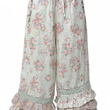 Rose Island Moss Garden 100% Cotton Loose Fit Capri Pants