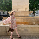 [Pre-order 15% At Checkout] SPOII UNOSA Island Romance Linen Blend Leopard Floral Cape Dress