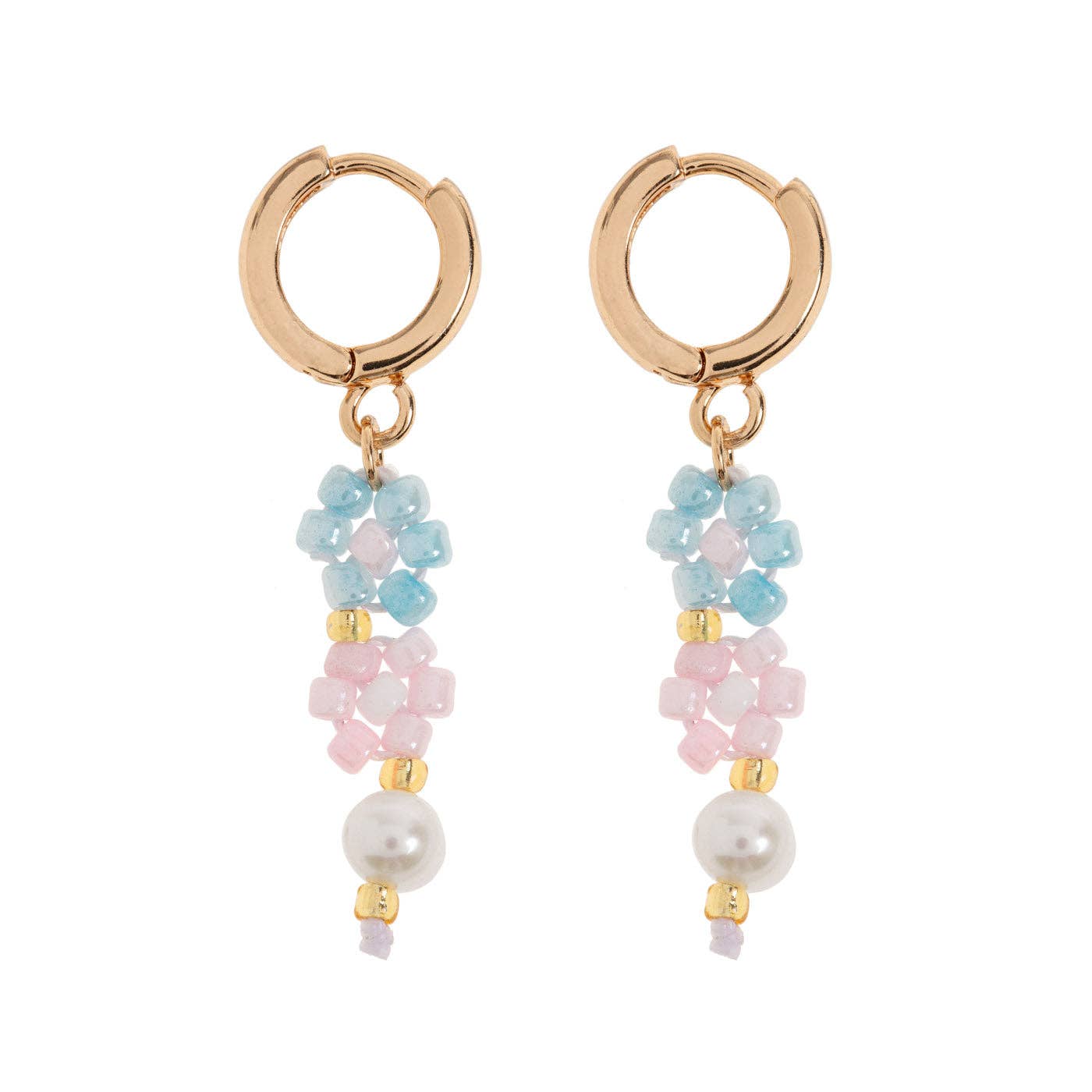 Get trendy with [Timi of Sweden] Fanny - Flower and Pearl Colorful Bead Summer Hoop Earrings - Earring available at Peiliee Shop. Grab yours for $26 today!