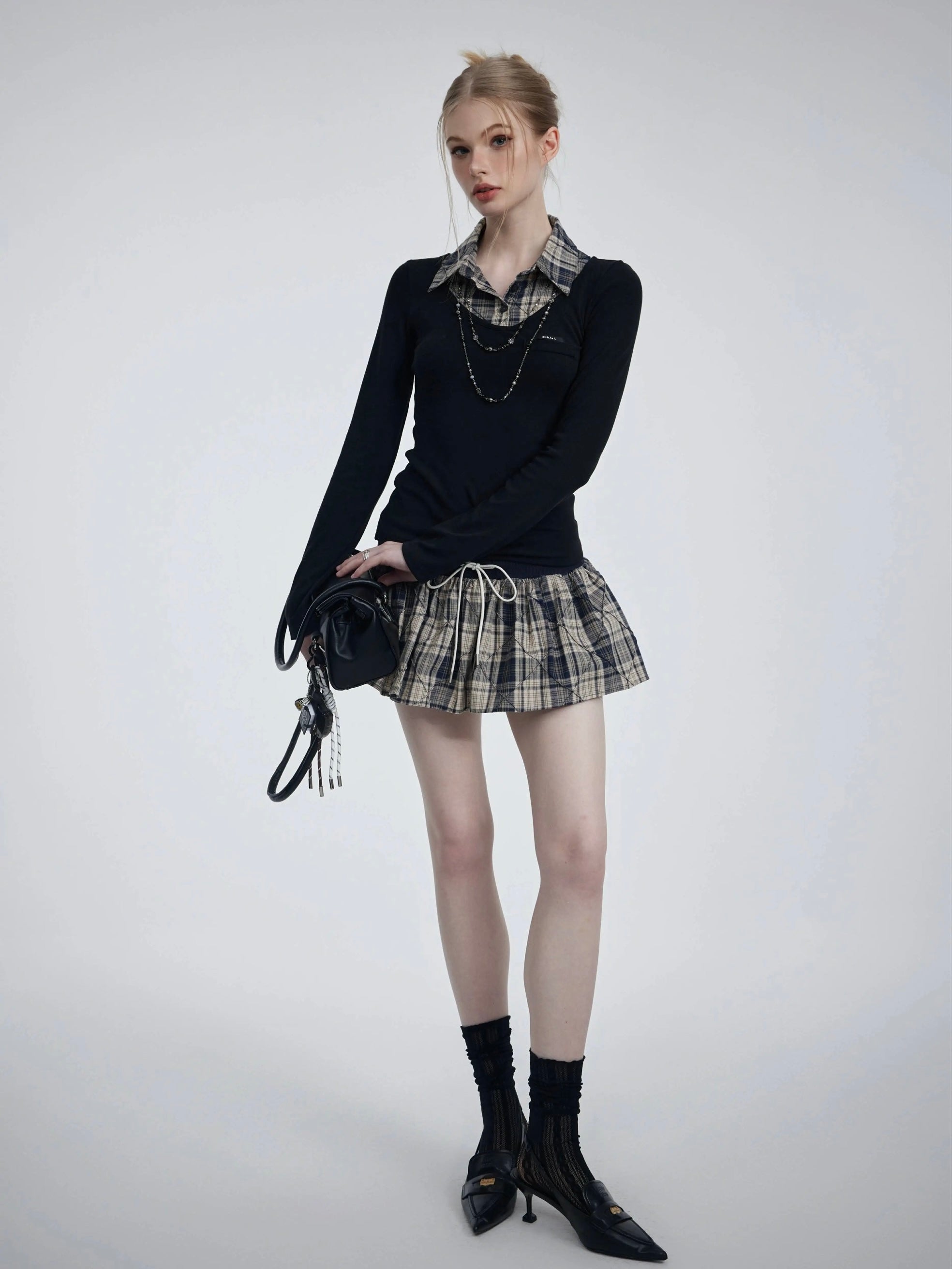 Get trendy with [Oth 24AW] Campus Chic School Girl Mini Dress Sweater Set -  available at Peiliee Shop. Grab yours for $38 today!