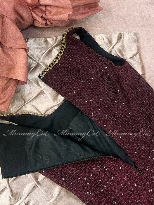 Get trendy with Golden Hour Charm Tweed Dress Mini Dress Bodycon - Dress available at Peiliee Shop. Grab yours for $69.90 today!